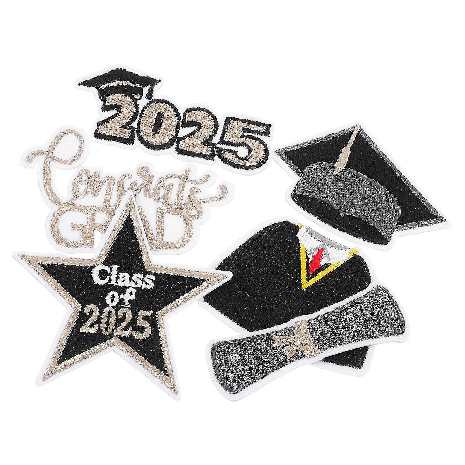 6pcs Iron On Embroider Patches Graduation Iron On Applique Clothes Diy Graduation Patches Iron On Patches Embroidery Patches