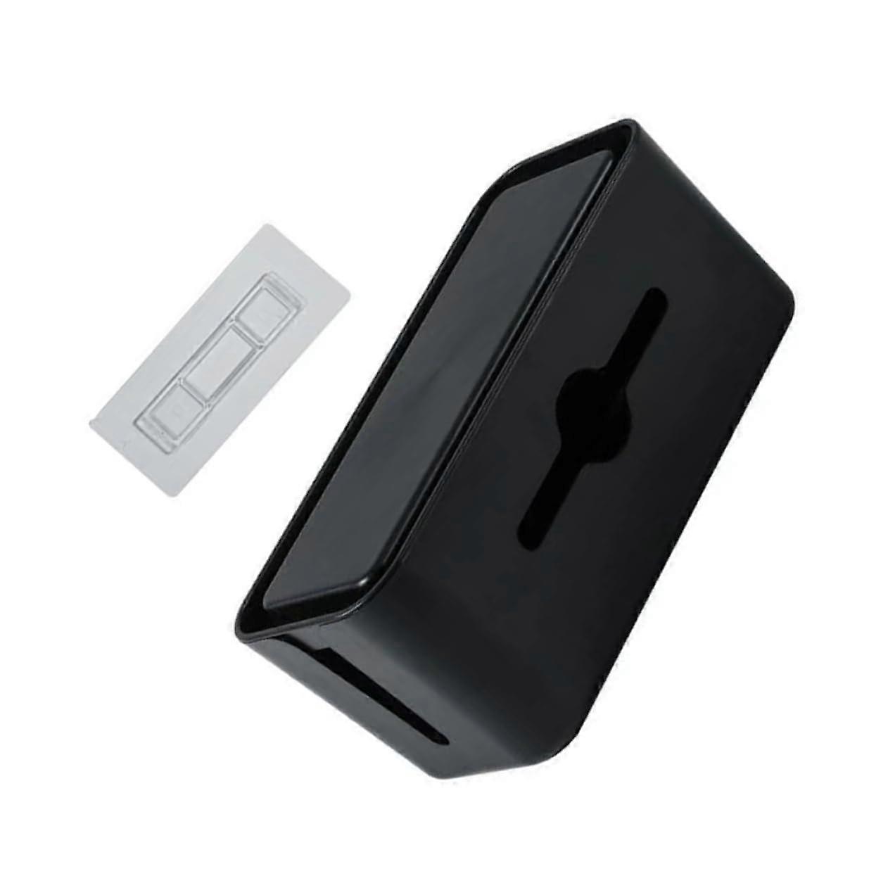 Cable Management Box for Desktop with Human-Centric Design for Power and Data Cable Storage in Black with Adhesive Backing