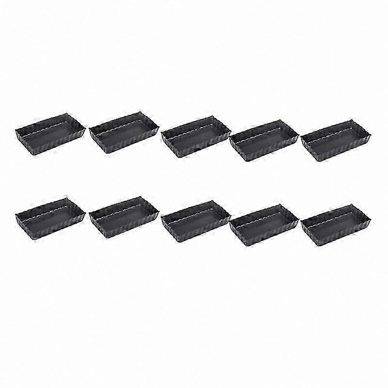 10-Pack Rectangular Non-Stick Mini Tart Pans, Removable Bottom Quiche Molds, Durable Pizza Trays for Baking, Heavy Duty Nonstick Cake Pans