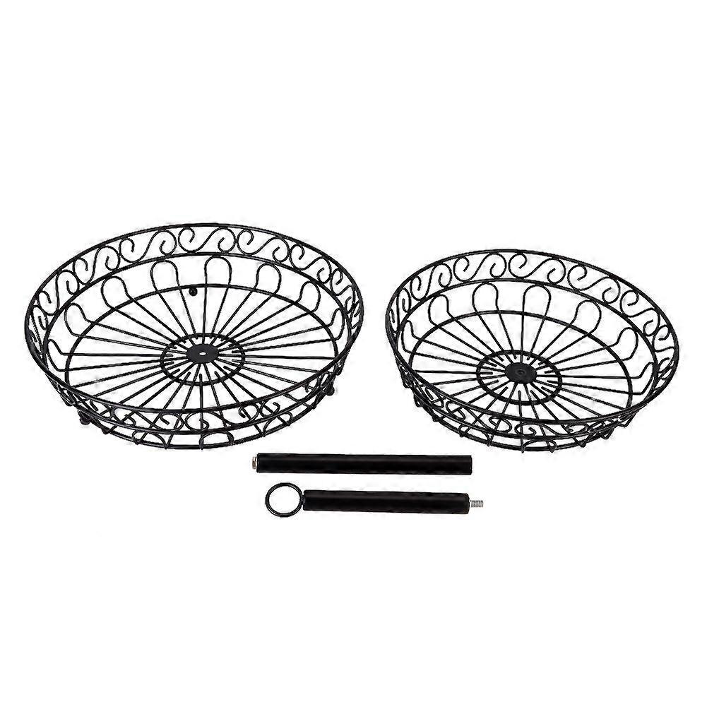 Two-layer iron fruit, vegetable, and flower storage desktop stand