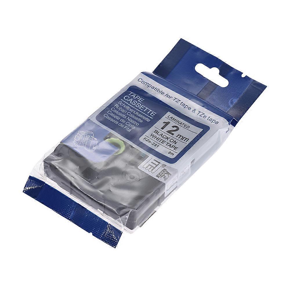 Laminated Label Tape Black on White Compatible for Brother P-touch Label Printer  PT-1010/PT-2100/PT-18R/PT-E200/PT-9500 12mm * 8m