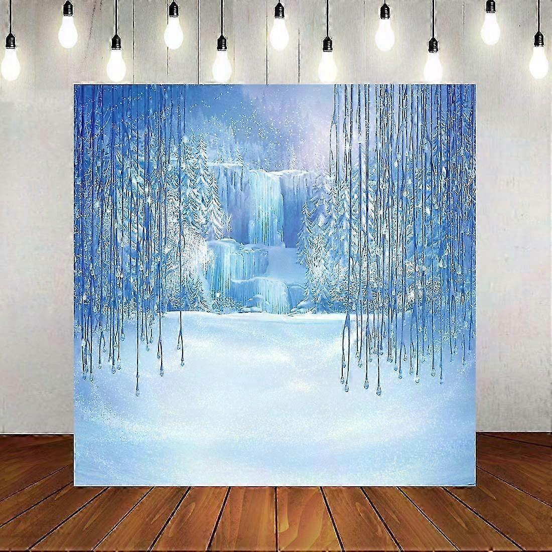 8x8ft Frozen Winter Photography Backdrop - Ice and Snow Theme Party Background