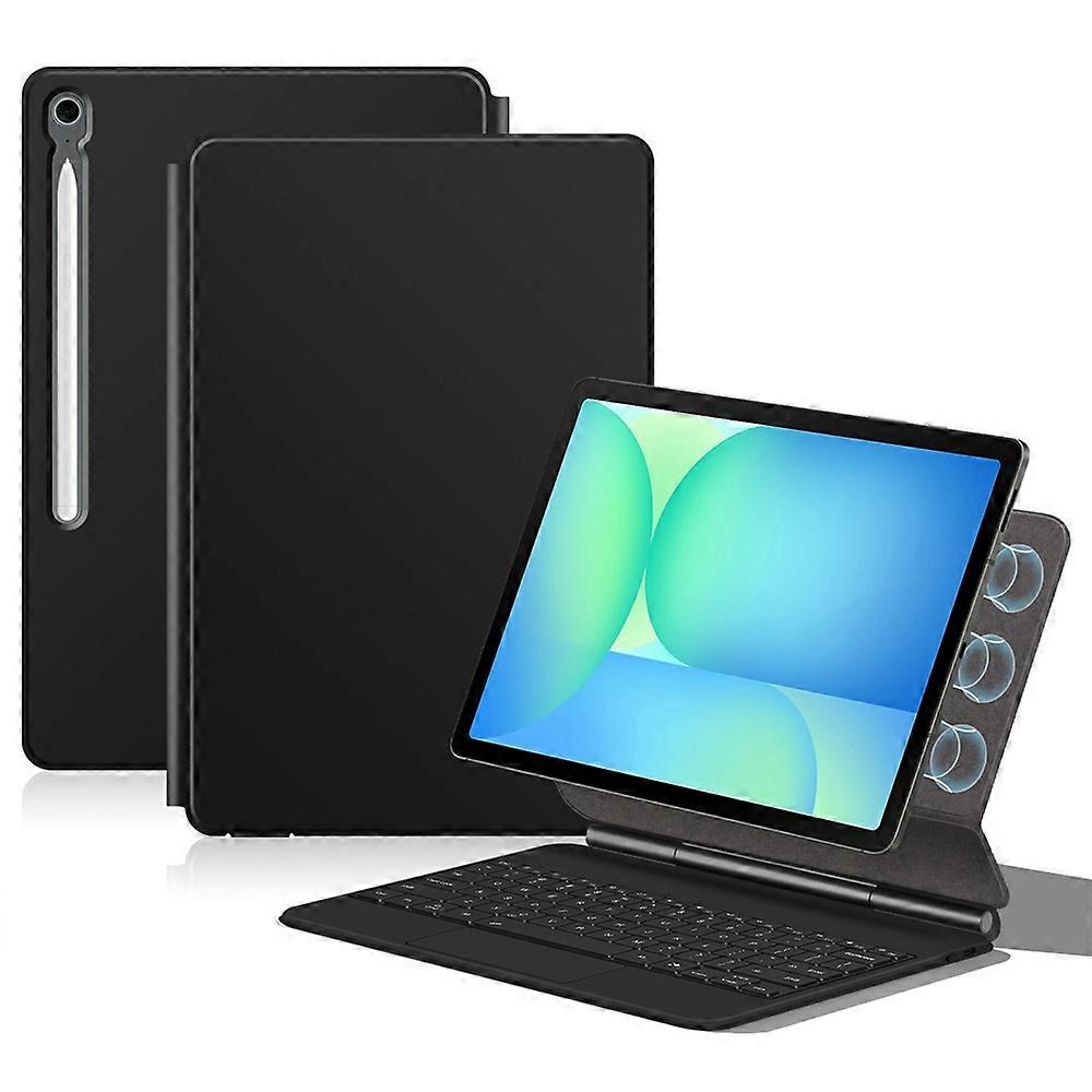 Compatible para Samsung Galaxy Tab S10 FE+ Teclado Magnético Flotante Compatible con Bluetooth (Árabe) + Funda de Cuero para Tablet