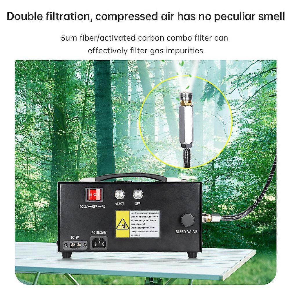 Portable Air Compressor PCP 4500psi 250W Black 22.8x26.7x15.5cm