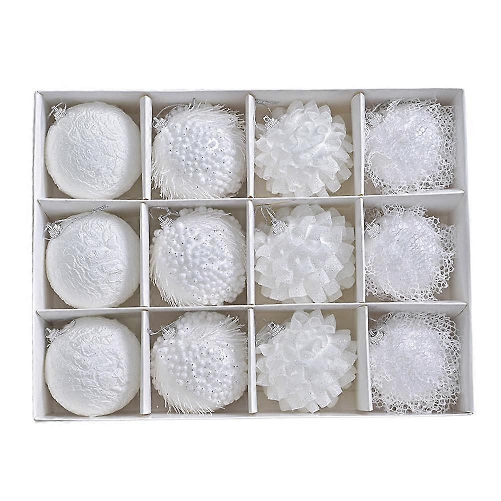 Neuer weißer Spitzen-Glitzerschaum-Weihnachtskugel-Anhänger