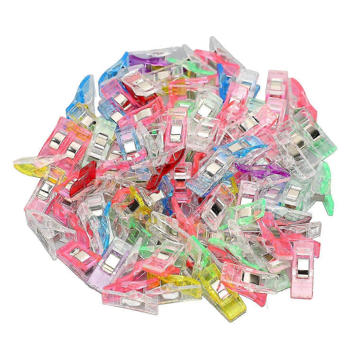 100PCS Clear Display Clip Multifunctional Flat Head Transparent Mini Clothespins Clip