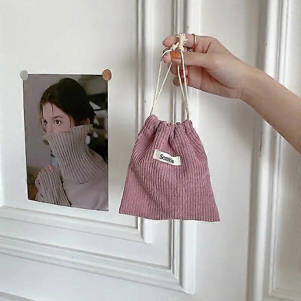 Flower drawstring cosmetic bag, made of soft cotton canvas, stylish and multi-functional