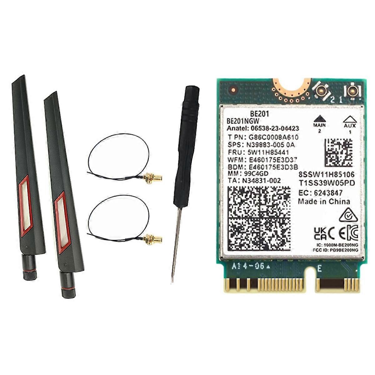 BE201 WIFI7 Card 8774Mbps Tri-Band BT5.4 WiFI7 Wireless WIFI Card M.2 Cnvio3 AX211 for Win10/11 64-Bit+2X10DB Antenna