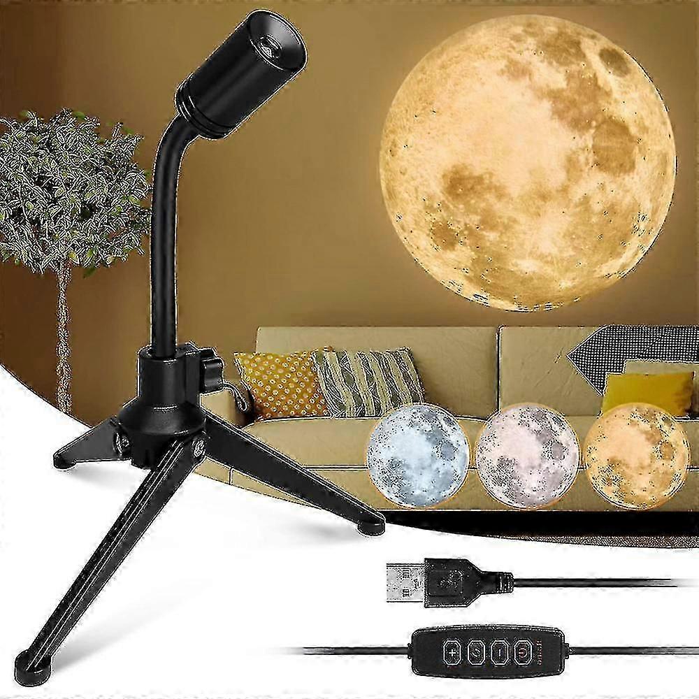 Moon Lamp Projector Night Light Non-fade 360 Rotation Photography Projection Light For Living Room Bedroom