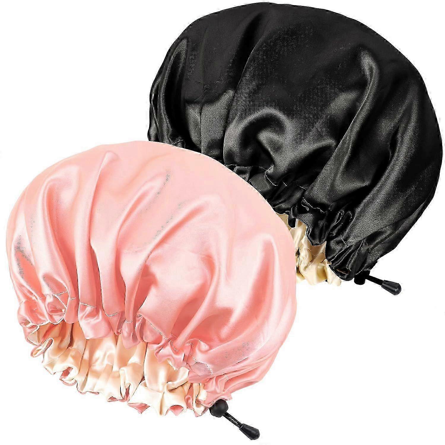 Pieces Silk Bonnet Satin Sleep Cap, Adjustable Double-Sided