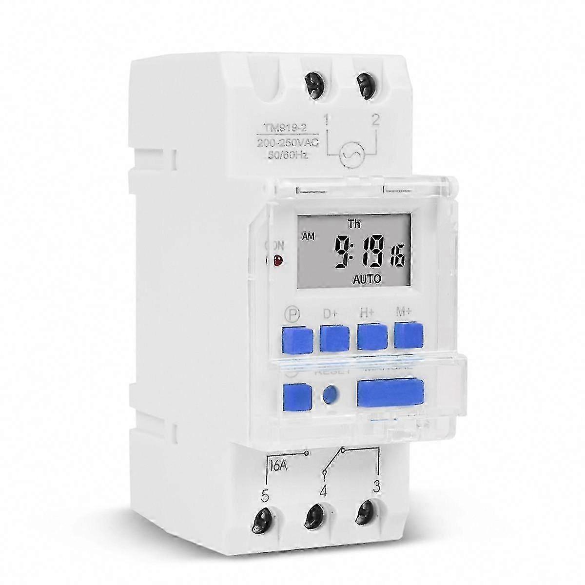 Sinotimer TM919A-2 Programmable Digital Timer Switch Relay 16A 220V AC DIN Rail Mount