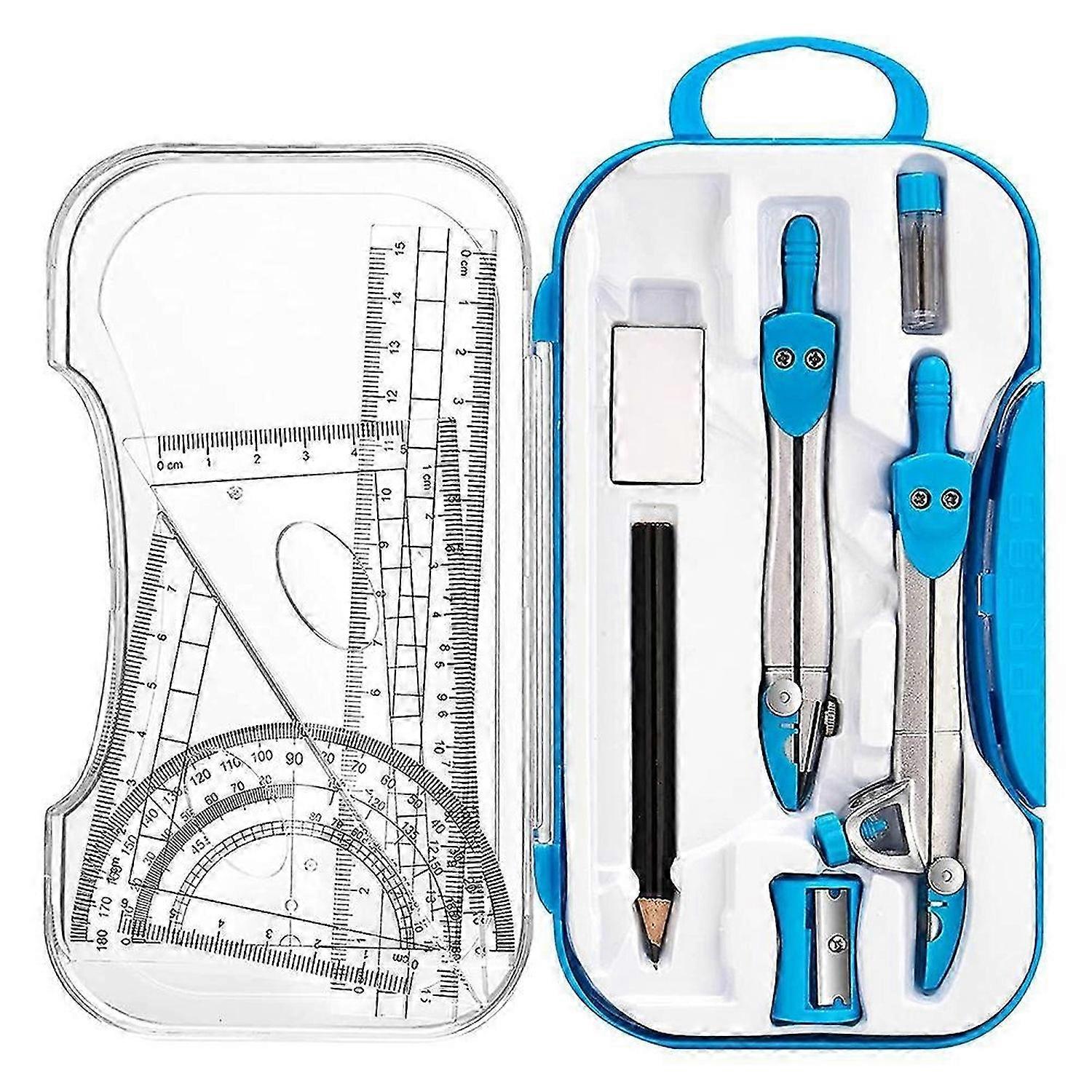 Geometry Set 10 Pcs Math Supplies Kit,Including Compass,Protractor