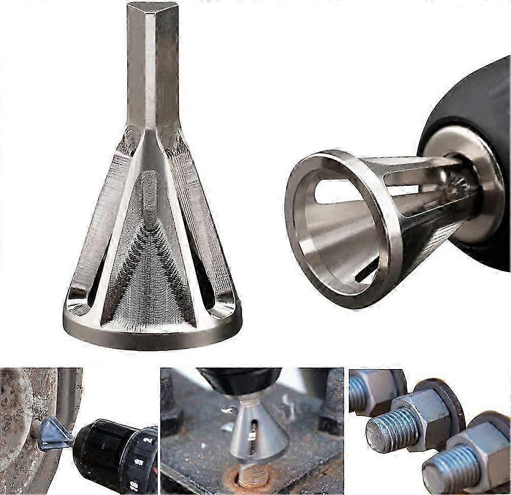 Stainless Steel External Drill Deburring Tool for Removing Damage from Size 8-32 Bolts (Silver)