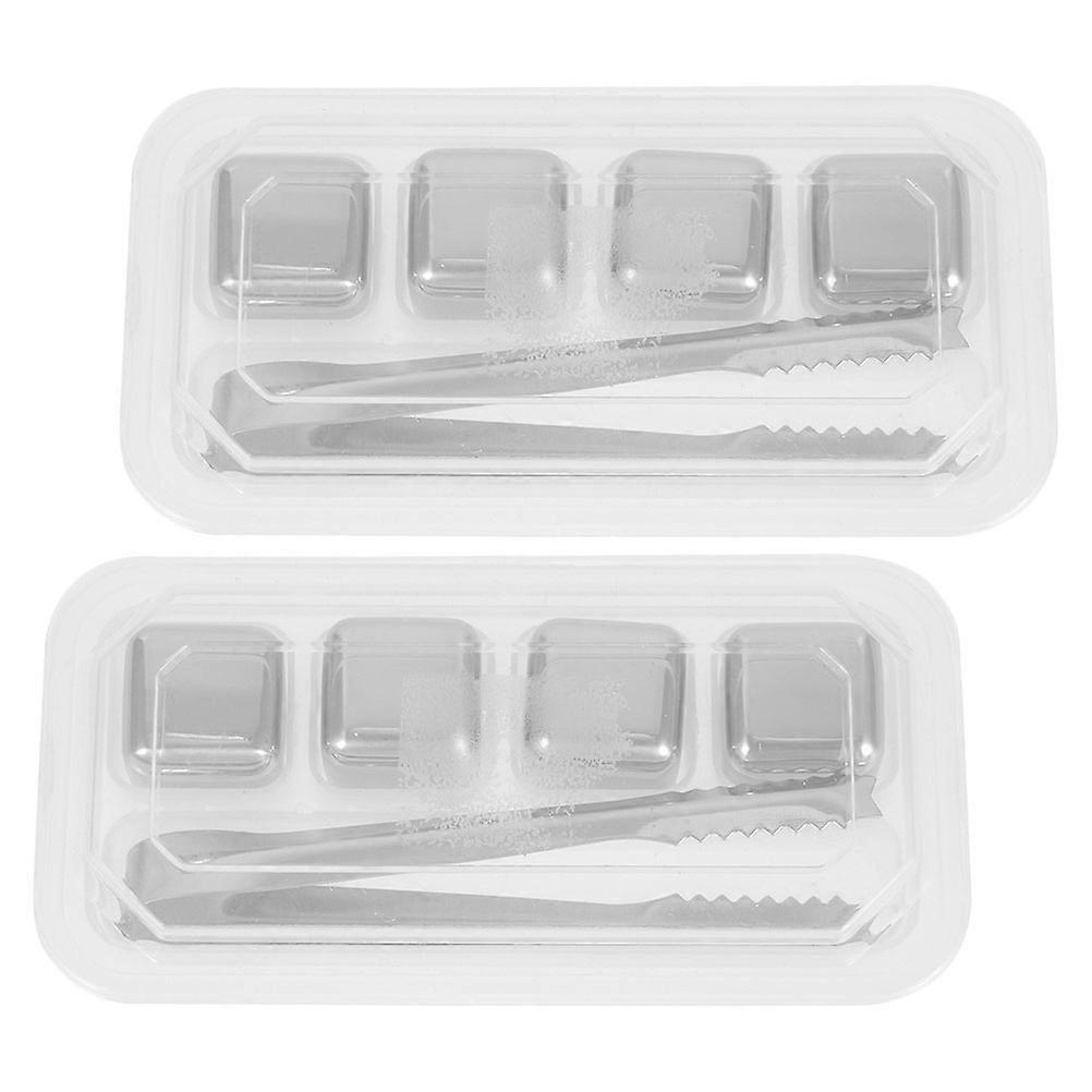 Whiskey Stones Steel Ice Cubes for Bar Use 4Sets Reusable