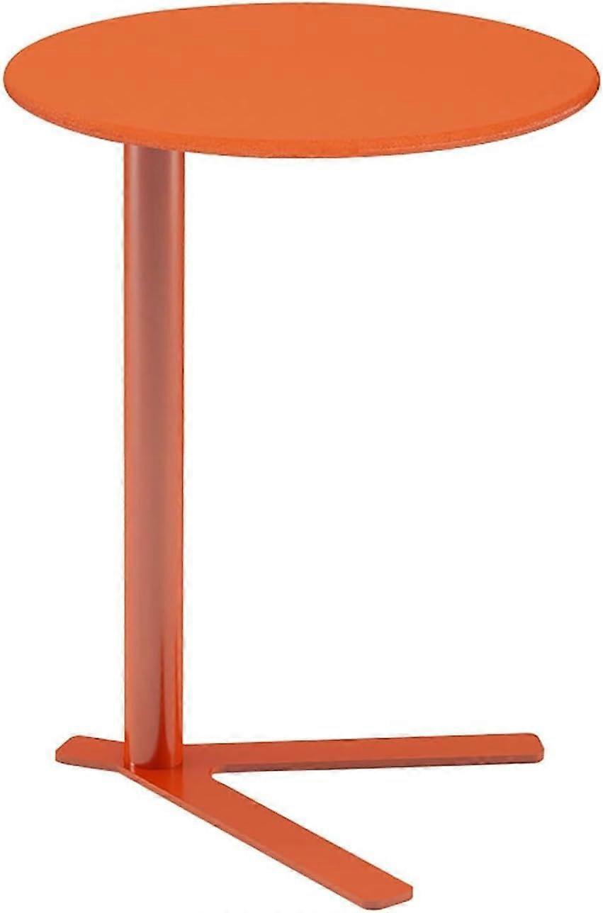 CShaped Metal Modern Side Table Round 48cm, Carbon Steel VShape Base, End Table For Sofa Bedside Snack, Height 56/69cm