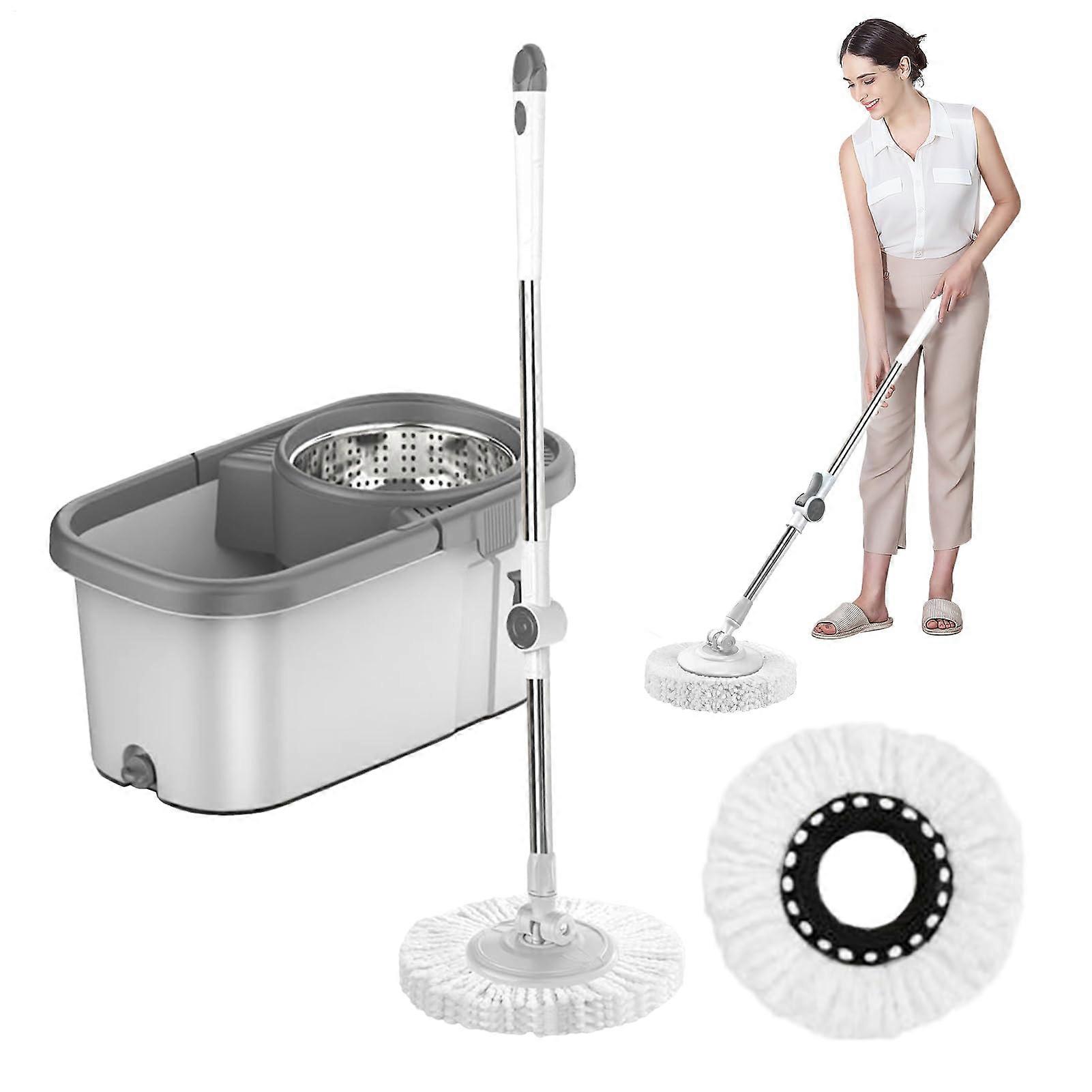 Mop And Bucket Spinner Mop Kit With Wringer Bucket Adjustable Handle For Bathroom Tile And Marble Floors