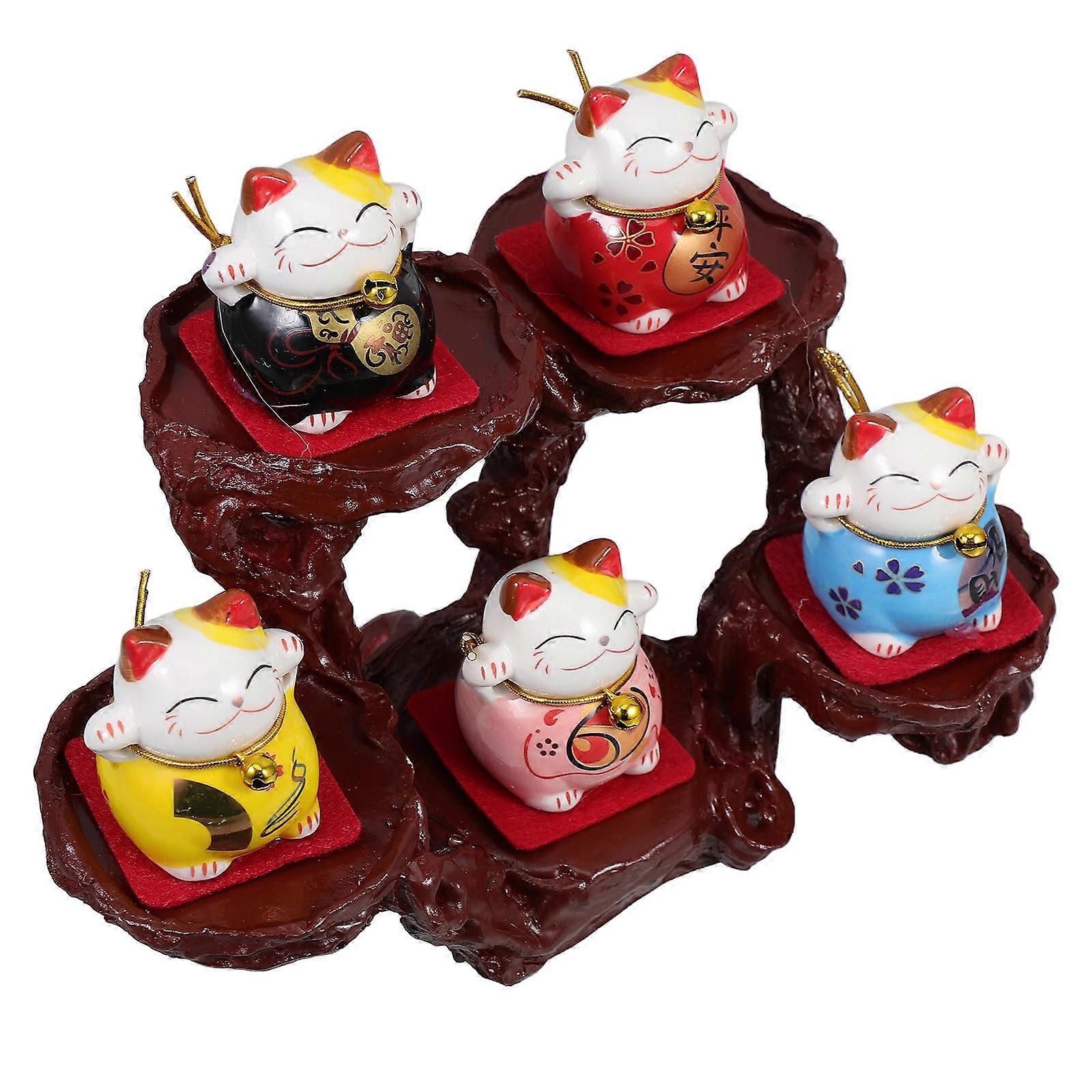 Mini Ceramic Cat Figurines for Car Interior Decoration 2Sets Dashboard Accessory