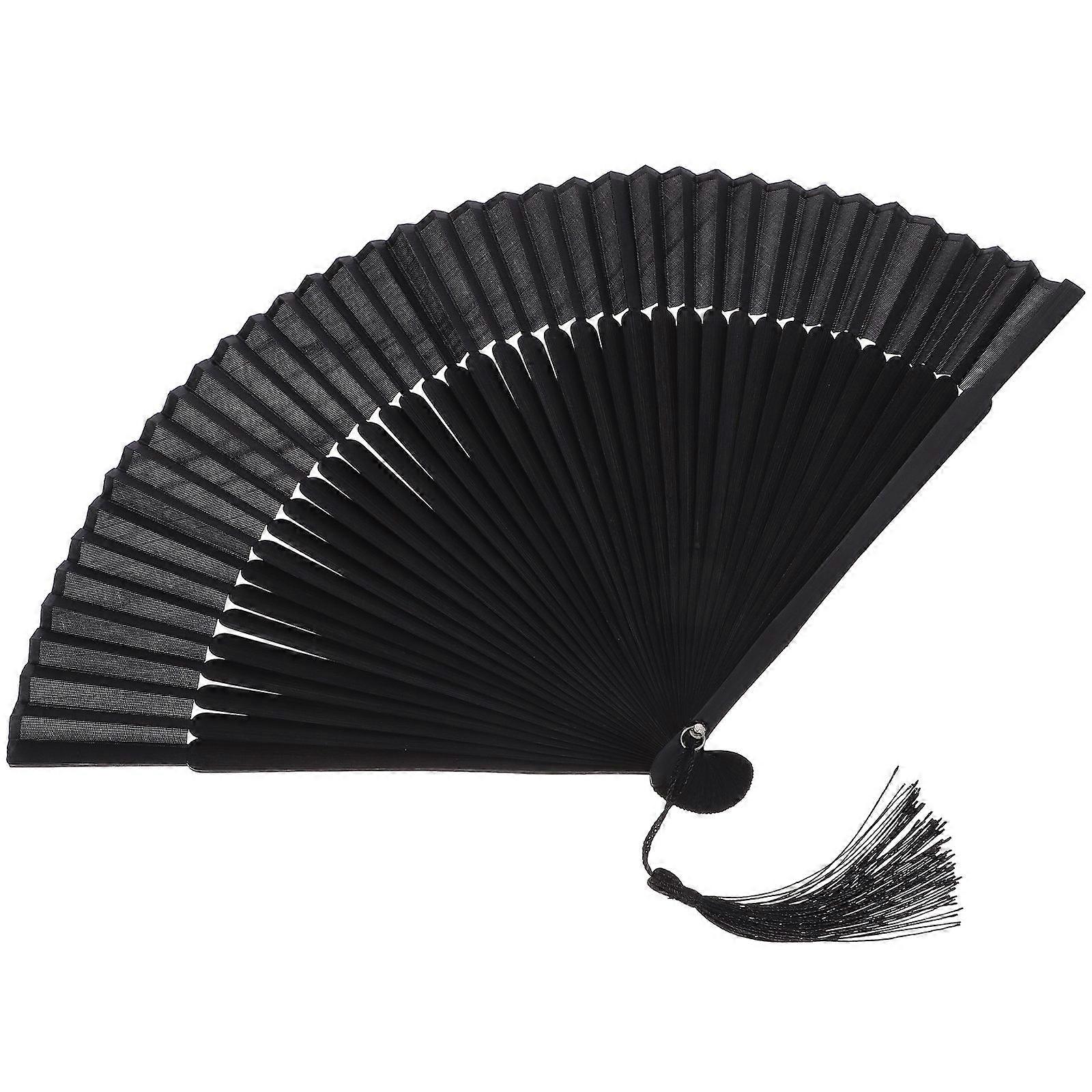 Hand Fan Bamboo Folding Fan for Men Use Black Color 5Pcs Set