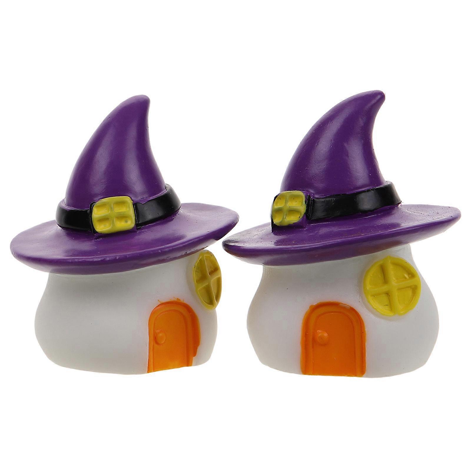 Purple Resin Miniature Halloween House for Decoration 6Pcs Kit