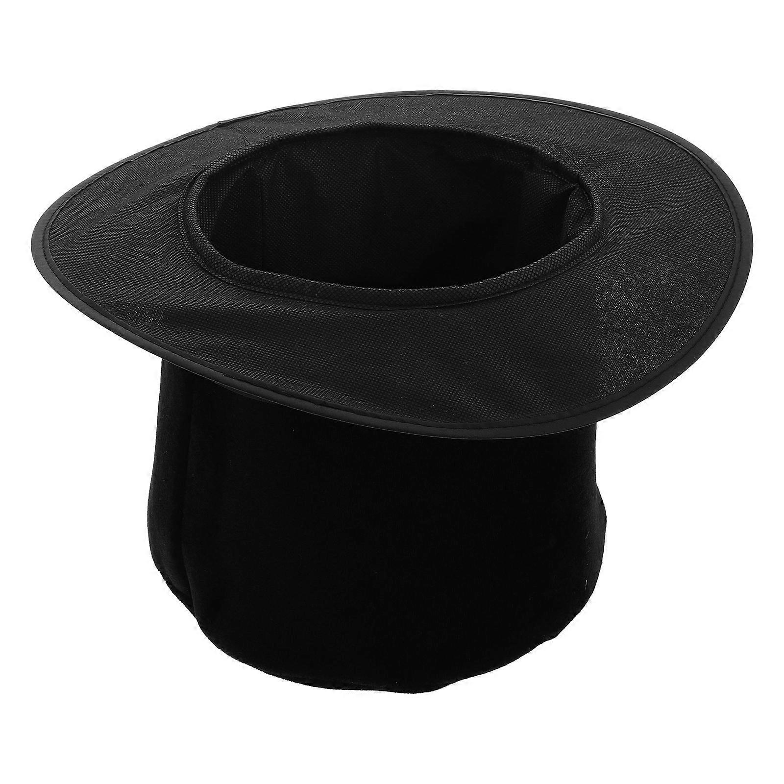 Black Top Hat for Stage Show with Buckle Ornament for Performance Costume