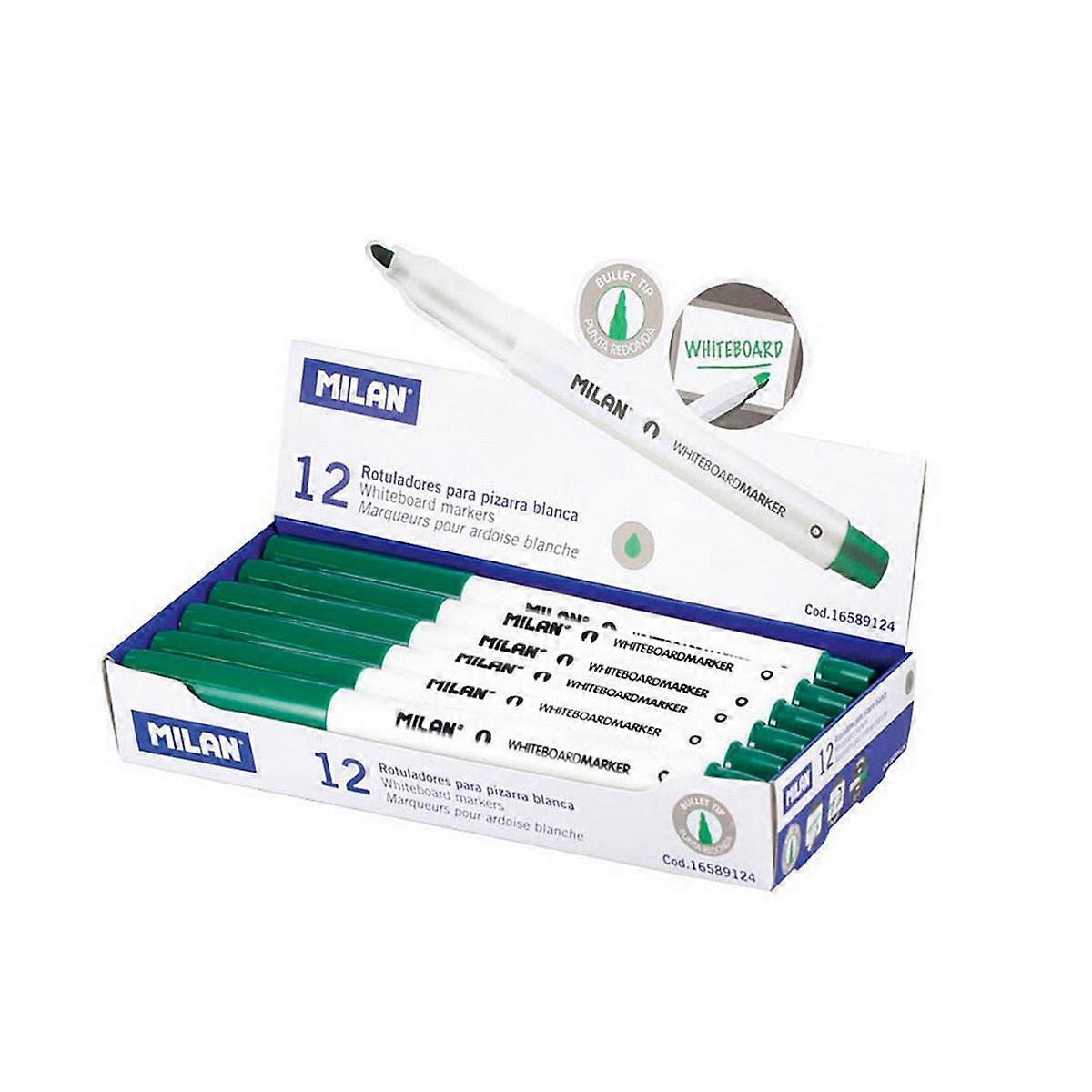 felt-tip pens Milan Whiteboard 12 Units Green PVC
