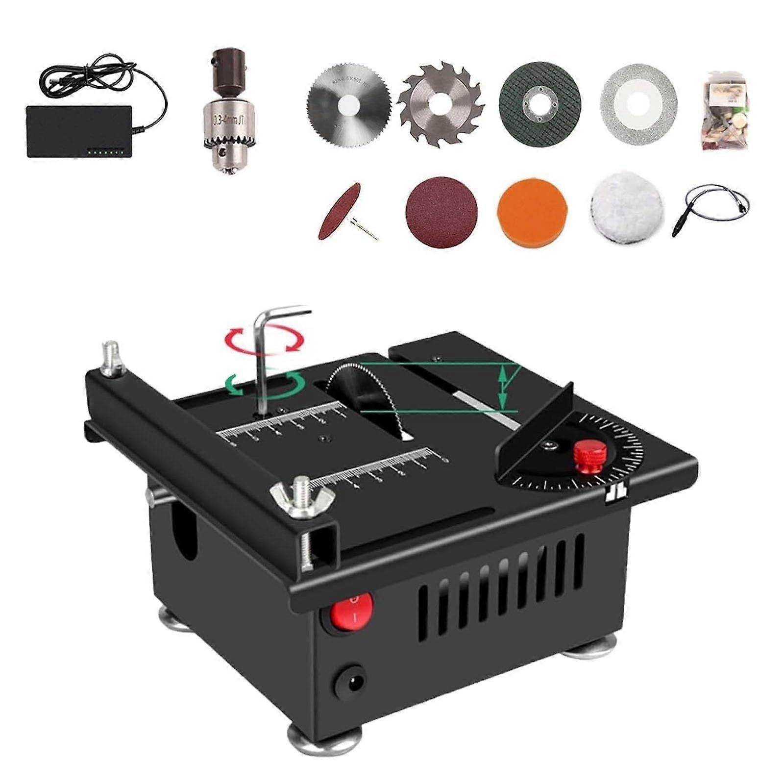 Mini Table Saw With Adjustable Cutting Angle, 6000RPM Speed Motor, 16mm Depth, Model A For DIY Woodworking Crafting