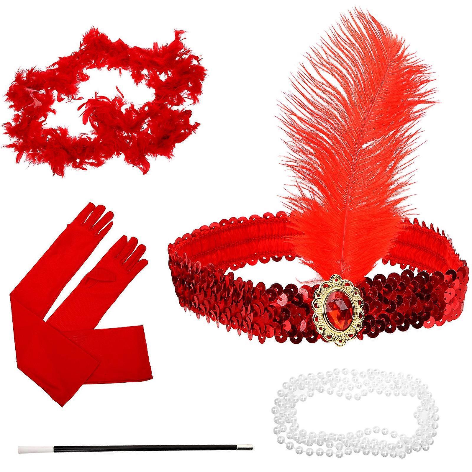Flapper Costume 1920s Accessories Set for Party Use 3Sets Multi Color