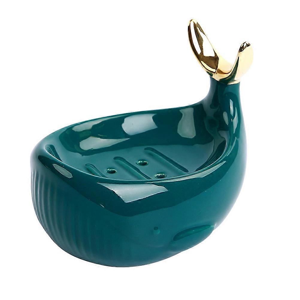 Drain Soap Box Nordic Ceramic Whale Soap Tray for Bathroom Use 3Pcs