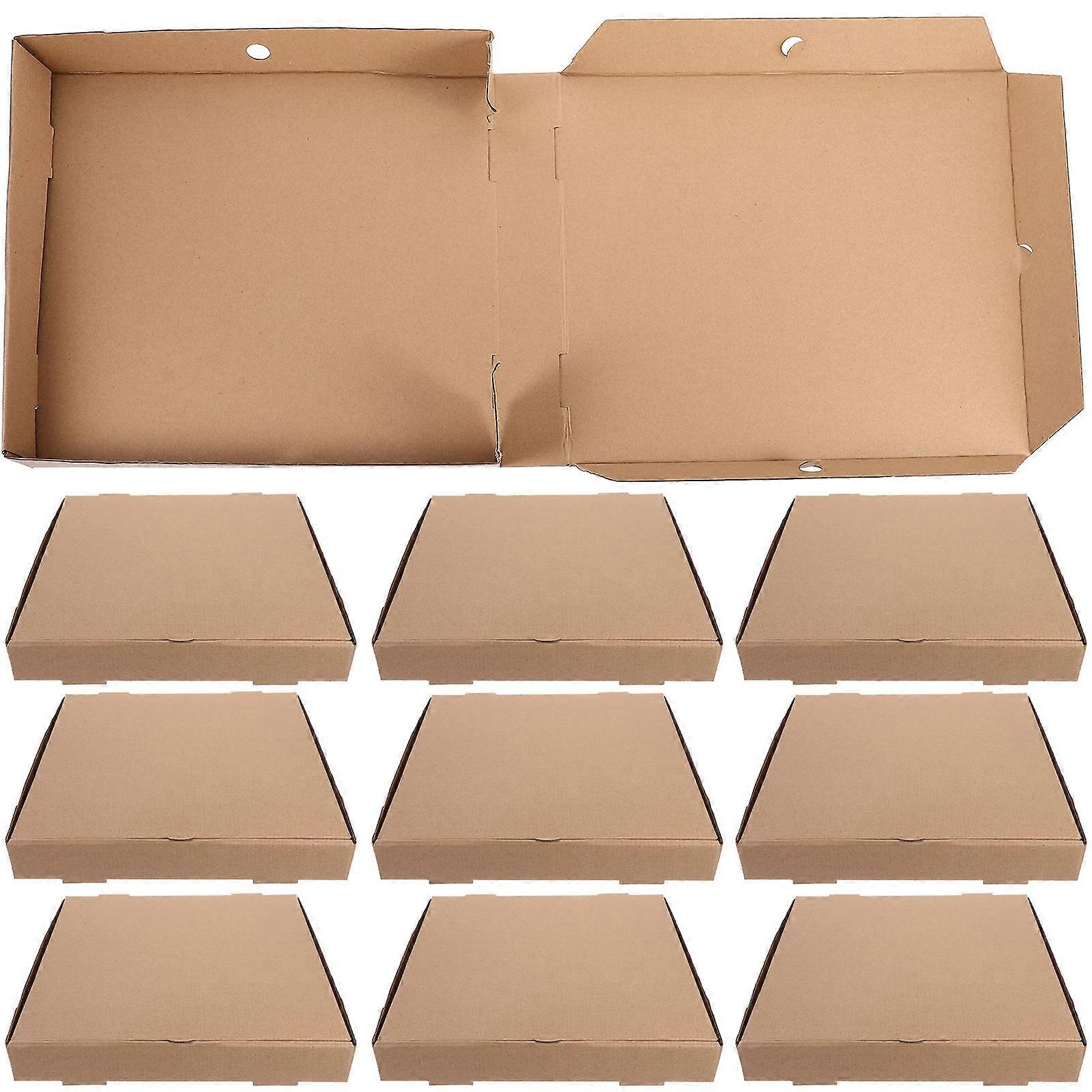 Square Corrugated Paper Pizza Case 20 Pcs Suitable For Birthday Party Banquet Café Light Brown Packaging