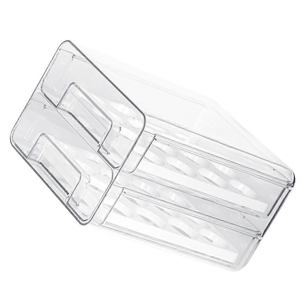 Transparent Egg Carton Container 2Pcs Drawer Design Refrigerator Organizer For Kitchen Storage Large Capacity With Ventilation