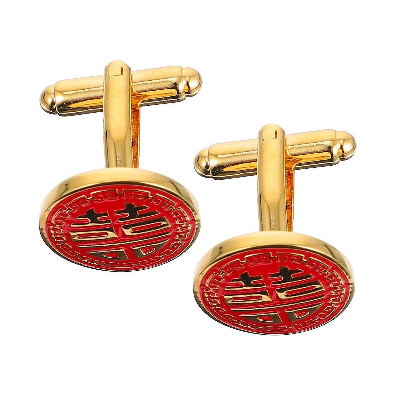 Copper Chinese-Style Cuff Links Groom Cuff Links for Wedding 2Pairs