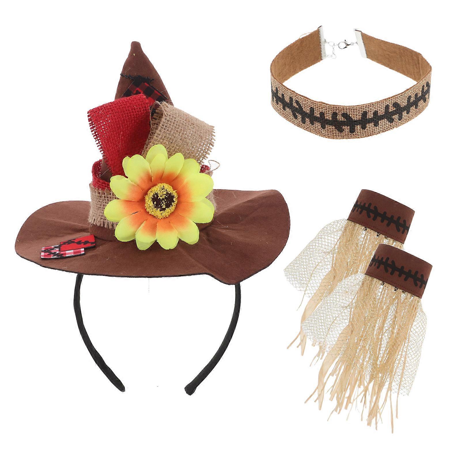 Carnival Theme Scarecrow Costume for Cosplay 2Sets with Wristbands and Necklace