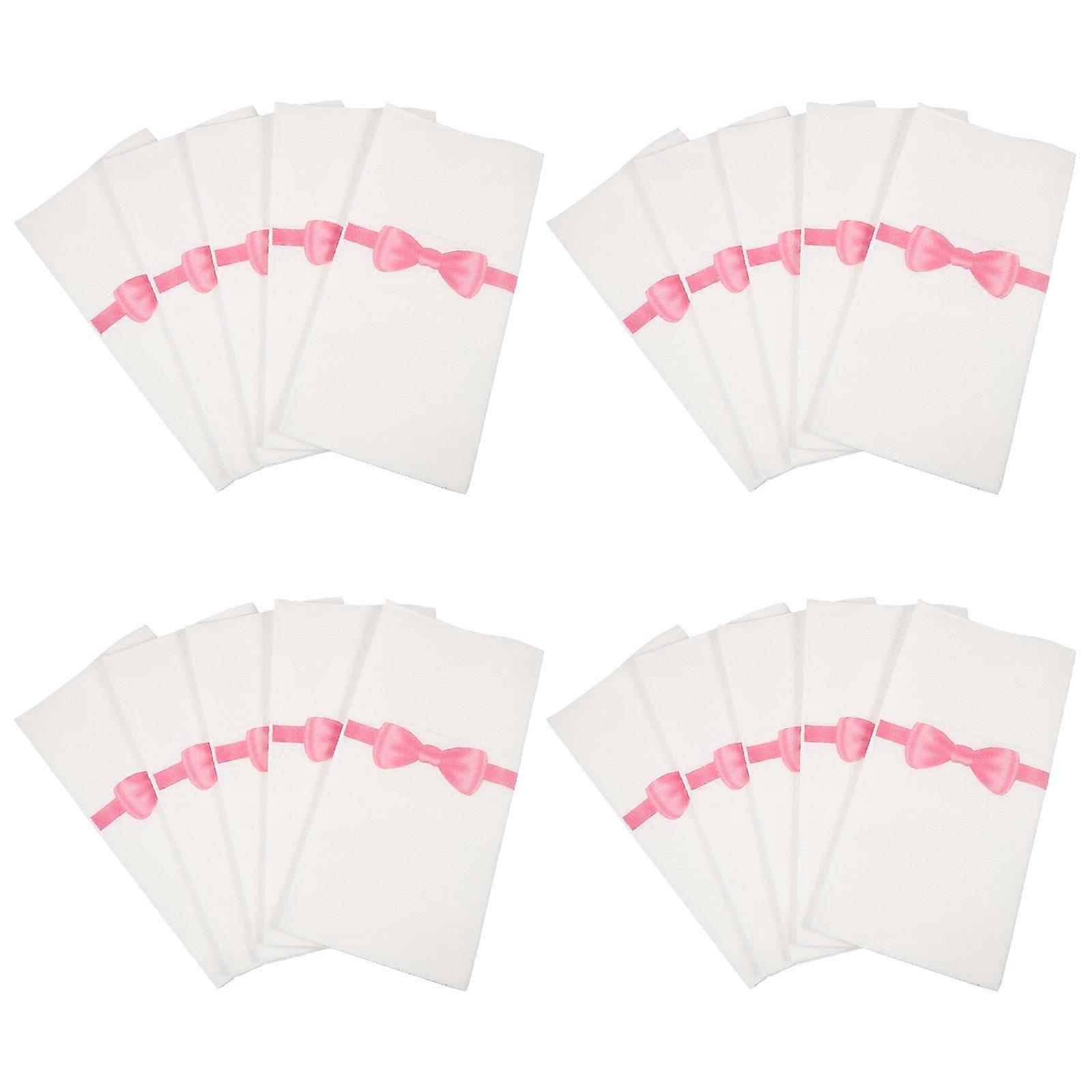 Pocket Napkins Bow Printing Disposable Wrapping Paper for 100Pcs