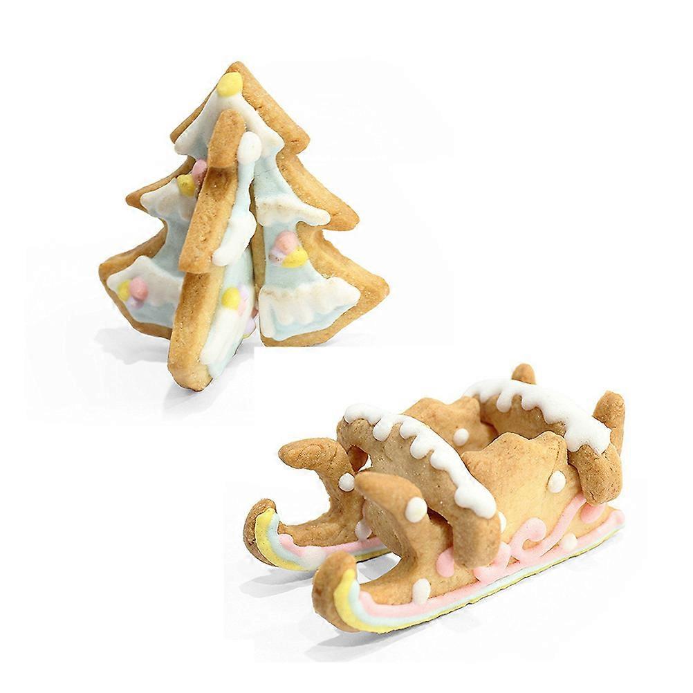 Baking Molds 3D Christmas Scenario Kitchen Tools Silver Cookie Shaping 8Pcs Set