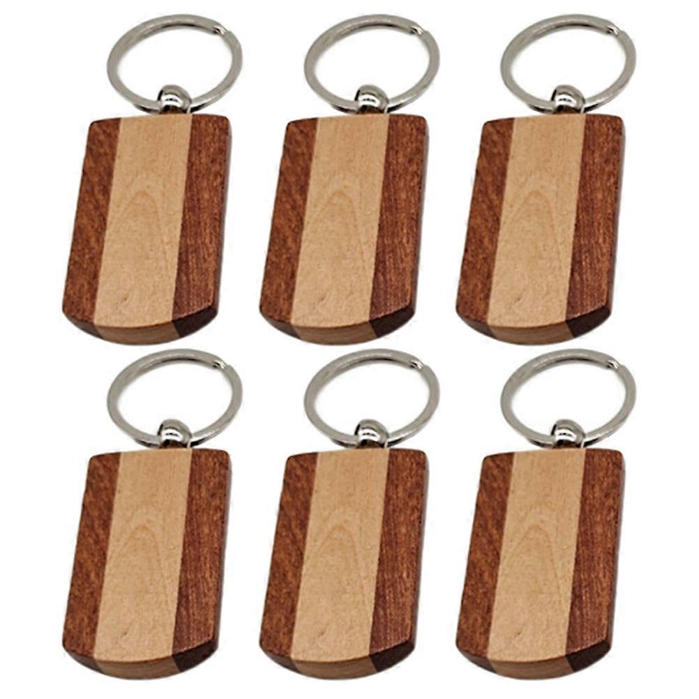 Blank Keyring 6Pcs Ideal For Keychains DIY Crafts Suitable For Birthdays Any Occasion Featuring Rectangular Shape In Rustic Style