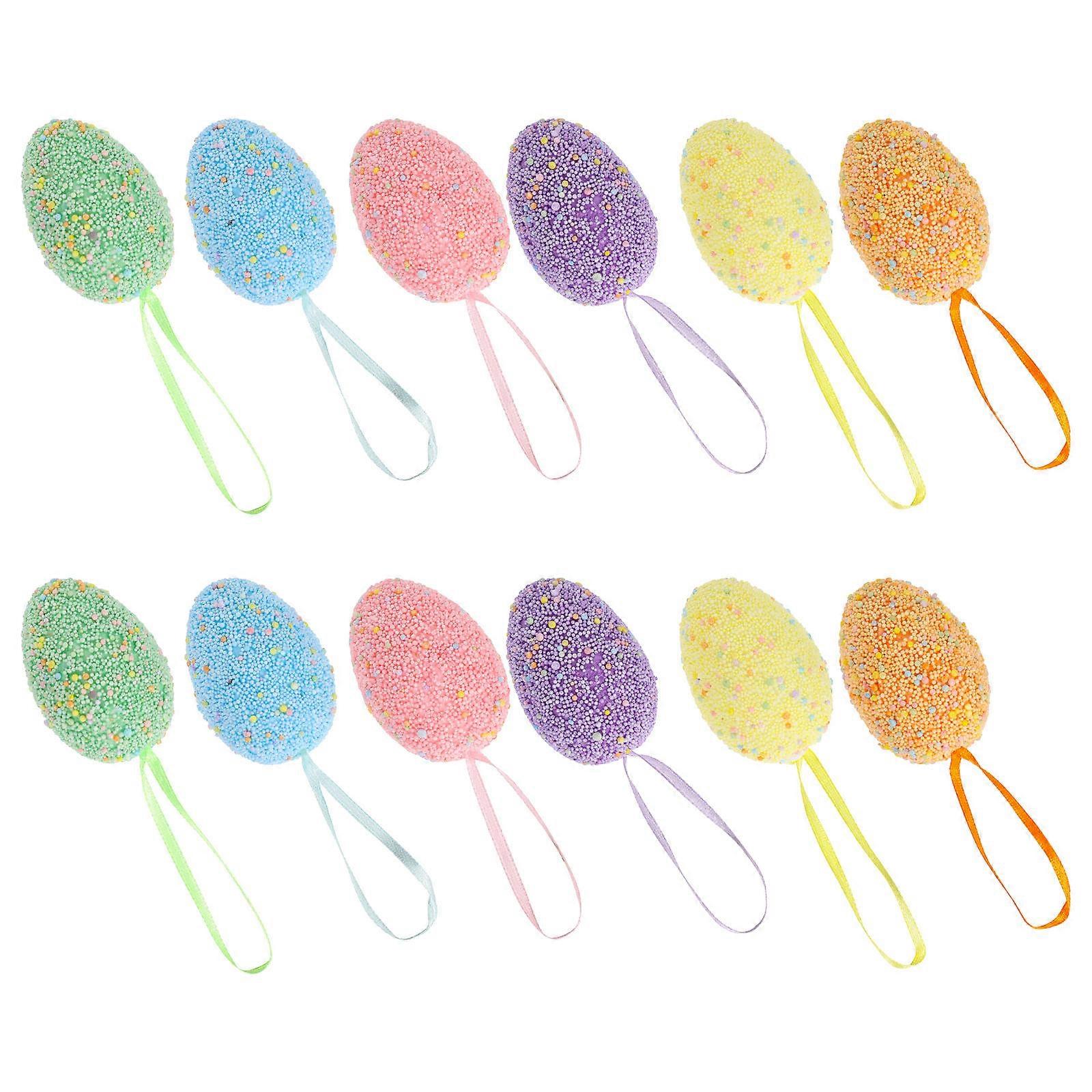 Easter Egg Decors for Decor 12Pcs Foams Easter Eggs Pendants with Rope