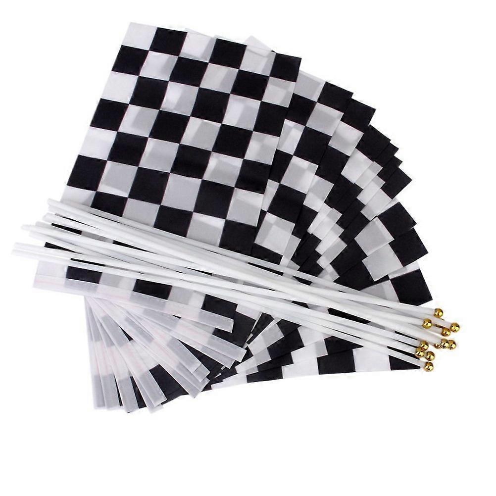 12 pcs. Fluted Banner Hand Waving Flags (Black + White)