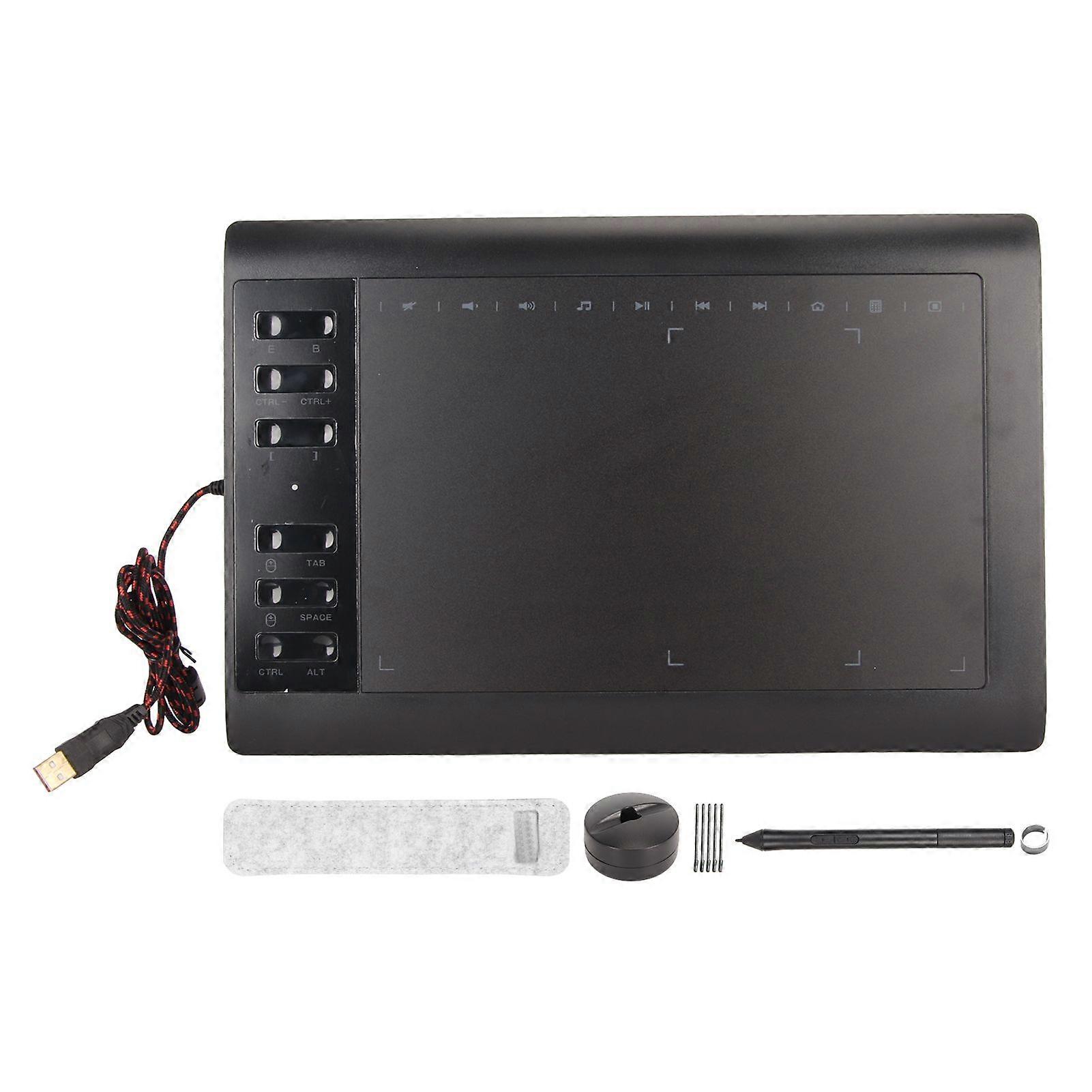 Graphics Drawing Tablet 8192 Levels Pressure 233PPS 5080LPI Shortcut Keys Digital Art Tablet for Phone Laptop Desktop