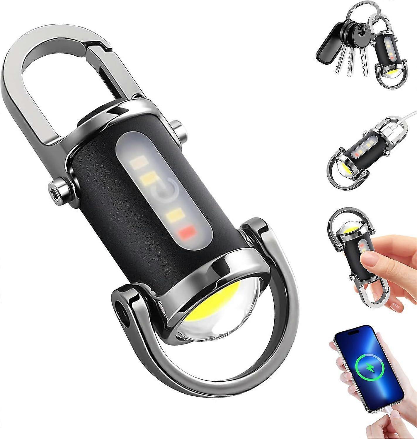 Ultra Powerful LED Flashlight Rechargeable USB C, Self Defense Life Waterproof 5 Modes Keychain Flashlight Outdoor Camping, Emergency, Fishing