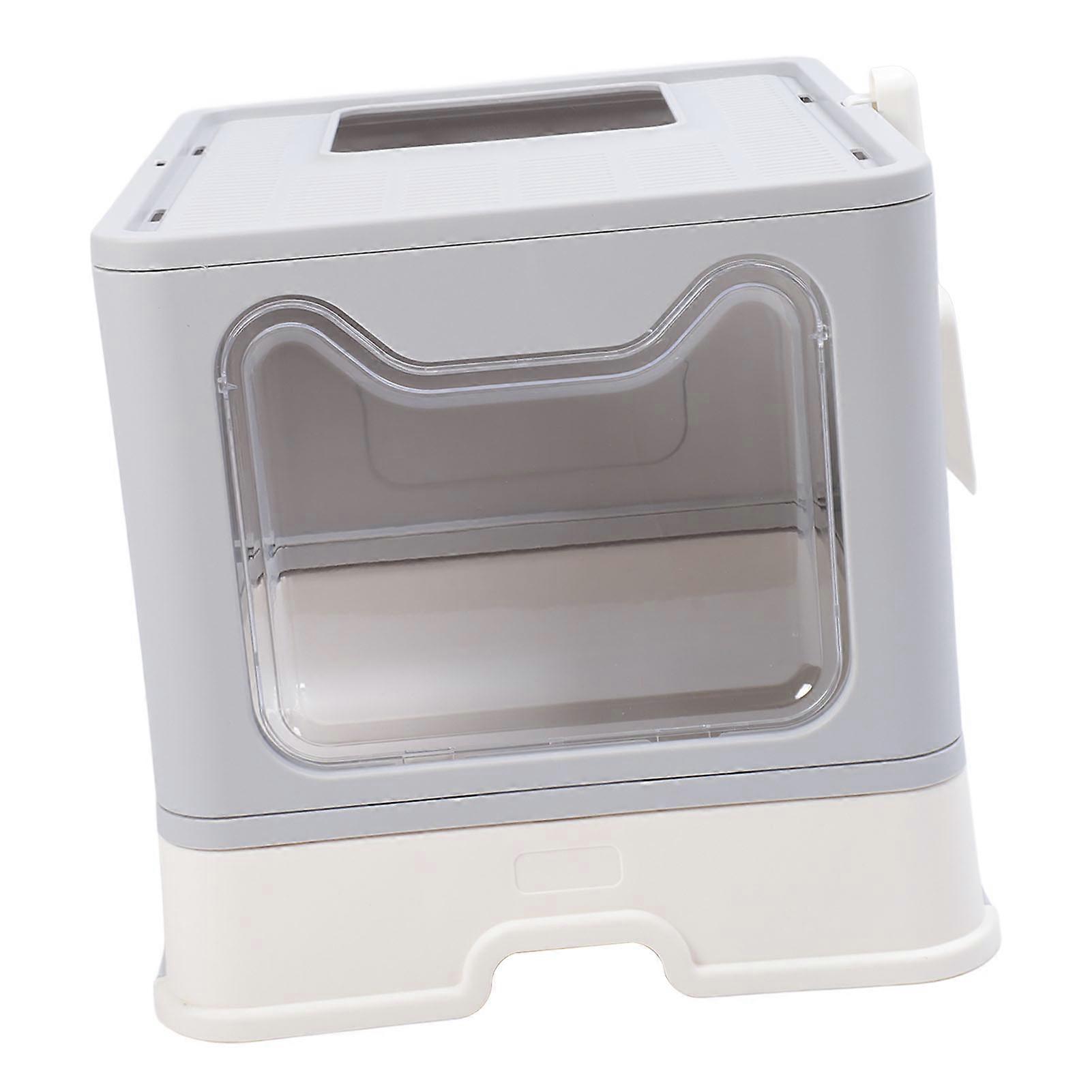 Foldable Cat Litter Box 51x41x38cm Gray Large Odor Control