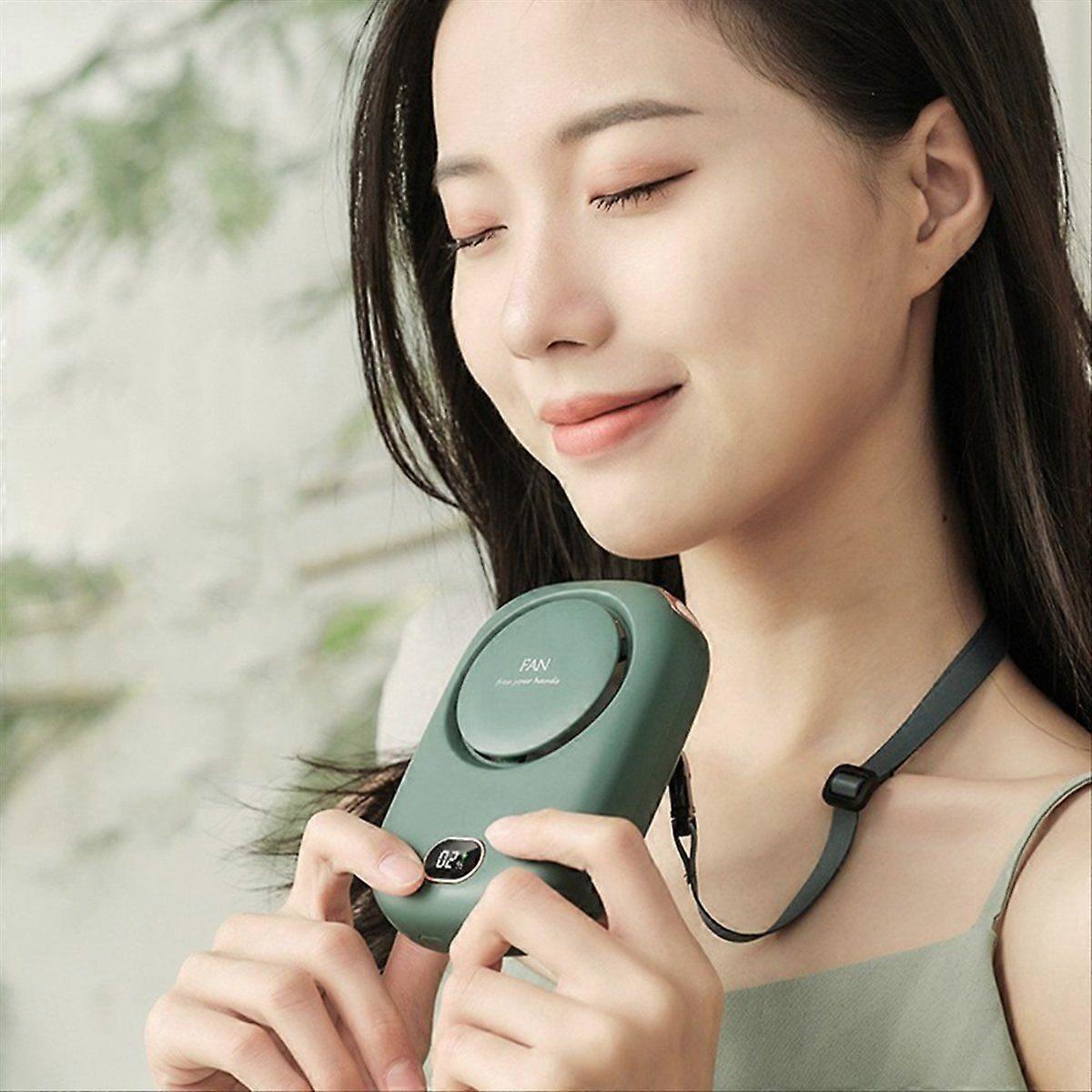 Tragbarer Hänge-Halsventilator, 2000 mAh tragbarer Mini-Ventilator, Grün