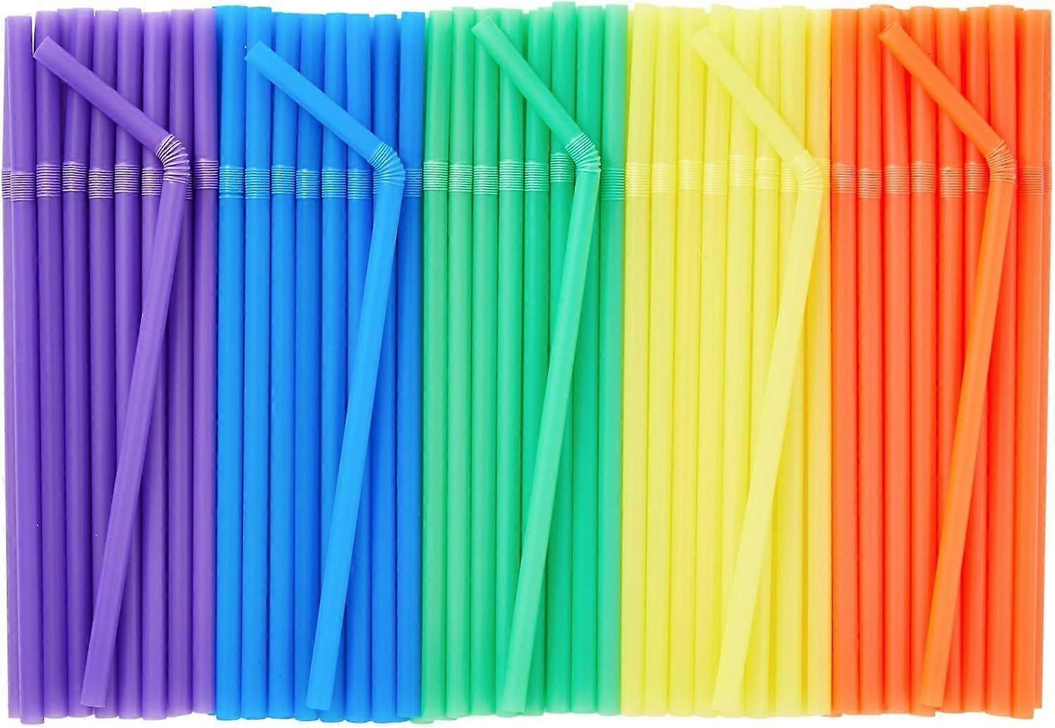 300 Pack Flexible Plastic Drinking Straws, Disposable Bendable Straws Bulk Set