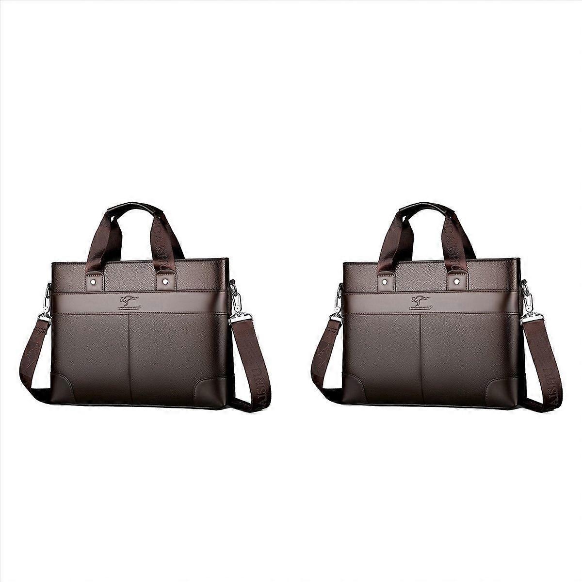 LINGZHIDAISHU Men's Briefcase High-Quality Handbag Brown
