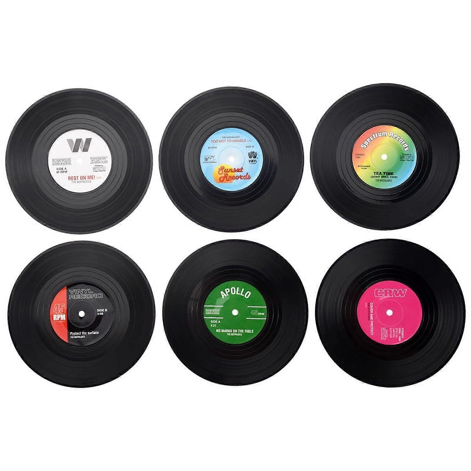 6pieces / Set Retro Vinyl Disc Drink Coasters
