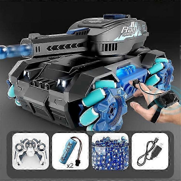 4drc Y1 Remote Control + Watch Gesture Control Rc Tank Water Bomb Car Battle Game Toy, With 2 Battery