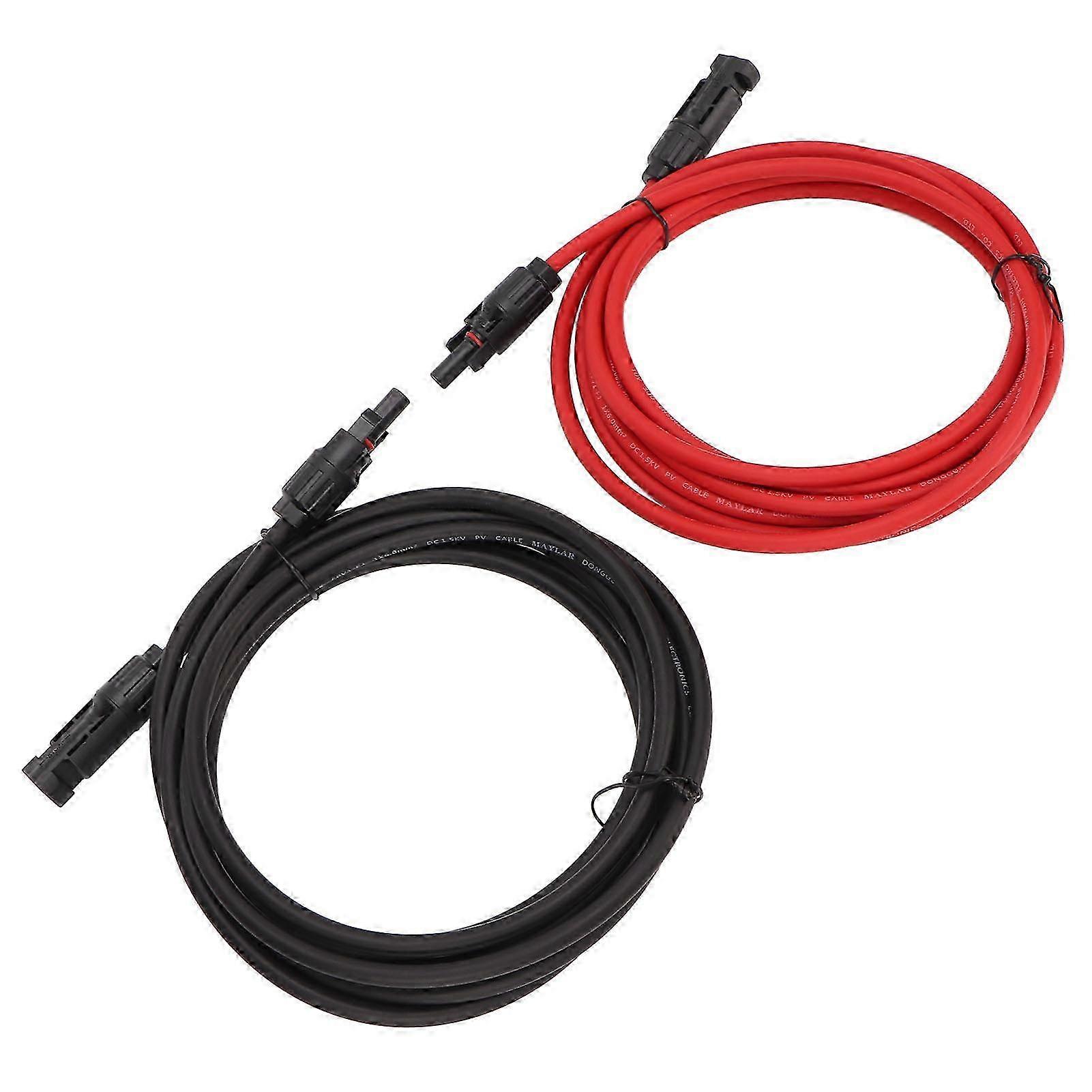 1 Pair Solar Extension Cable 6mm2 PPE Copper Insulated Solar Panel Wire Adapter for RV PV System 2m / 6.6ft