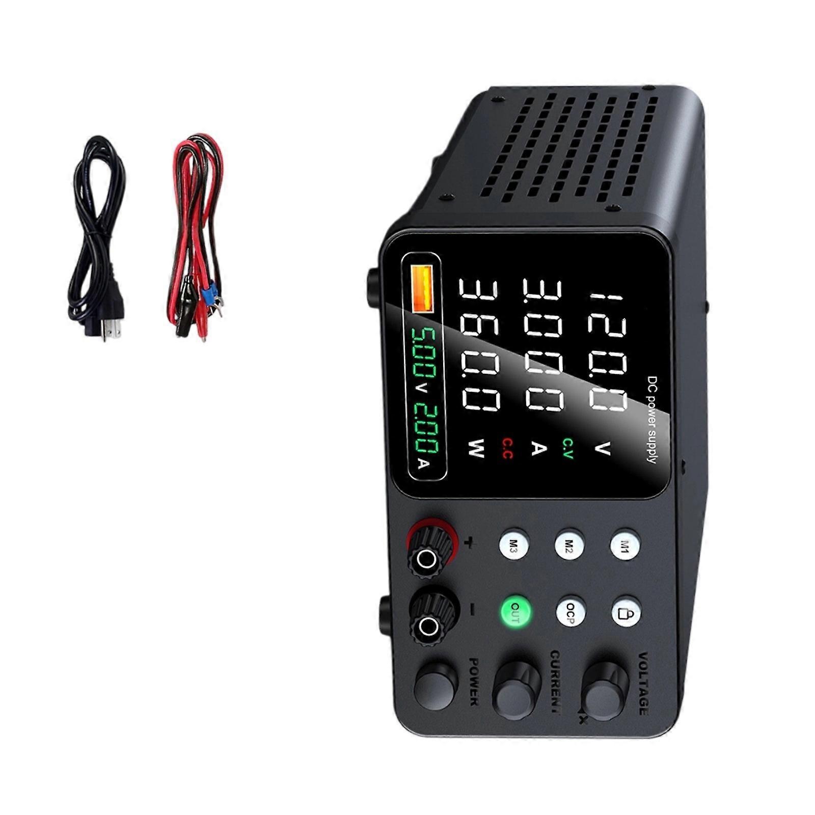 4Digit Display 0 to 30V/60V/120V Power Supply with Data Storage and Overcurrent Alarm UK Plug Multicolor