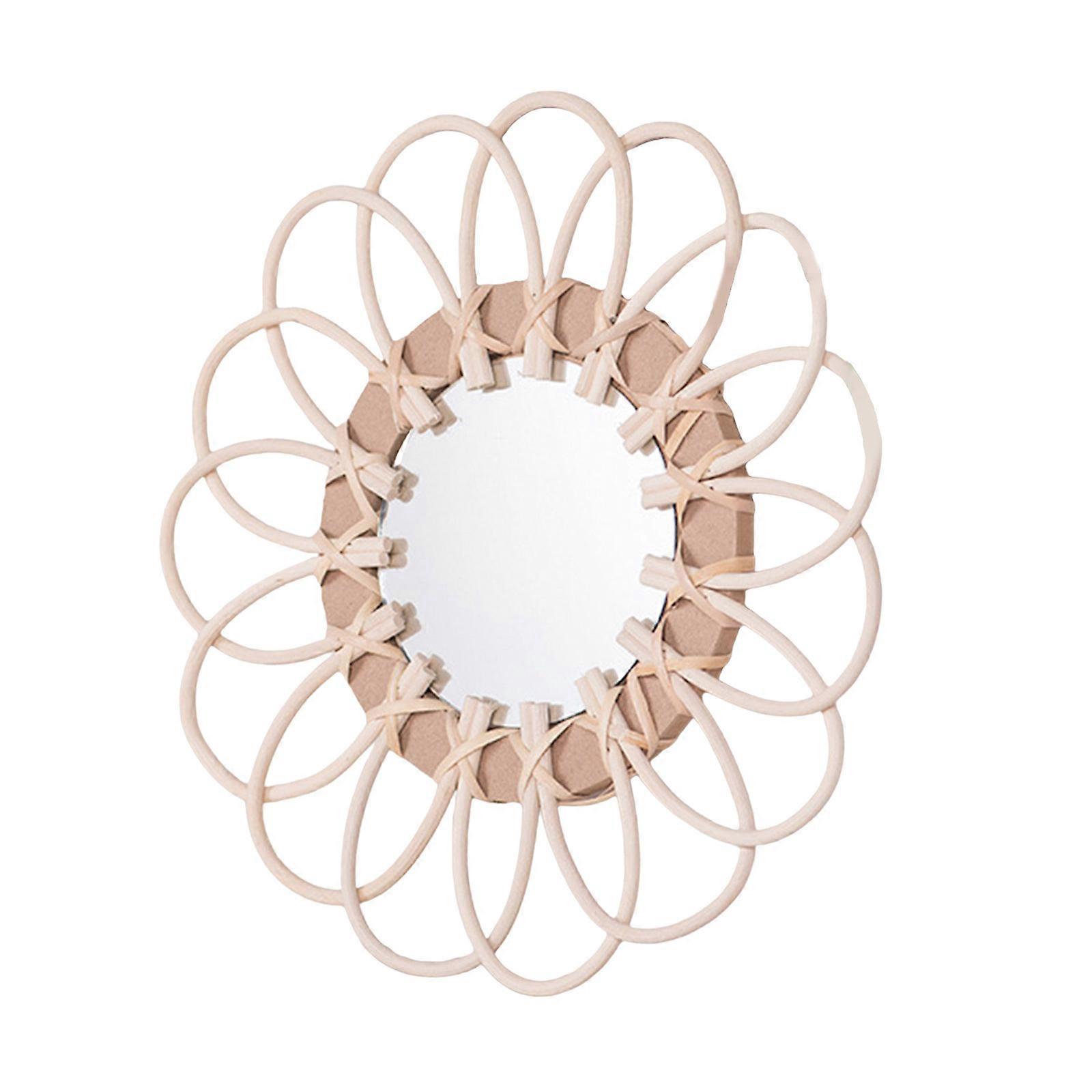 Elegant Rattan Frame Makeup Mirror, High Claritys, Decorative Mirror Craft Suitable for Dressings Tables and Studios Multicolor