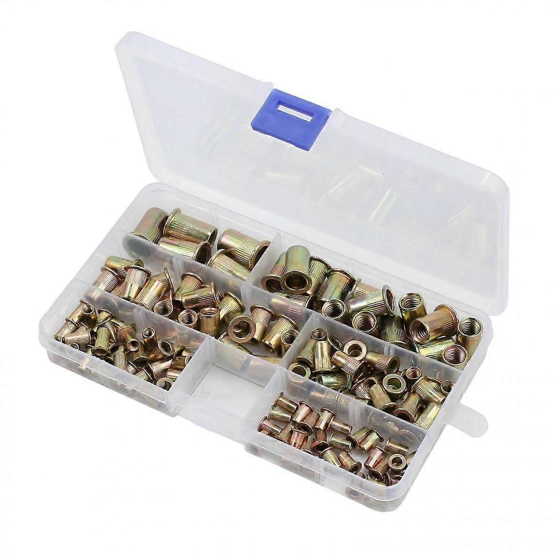 90pcs Flat Head Threaded Rivet Nut Insert Assortment Kit