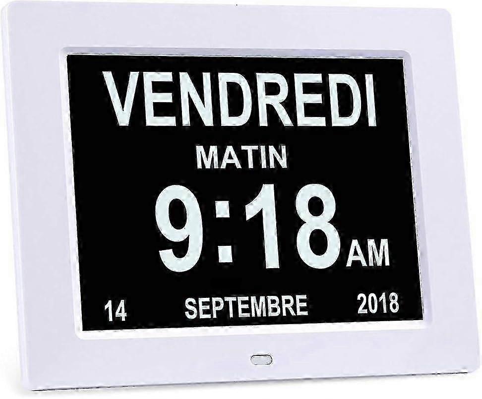 8" Lcd Digital Calendar Clock With Date, Calendar Clock With Date, Day And Time | Alzheimer's Clock